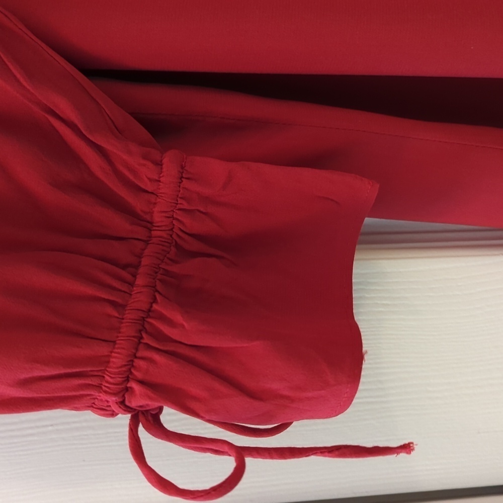LOFT Dress Tie Cuff Off The Shoulder Red Size Small - Picture 5 of 7